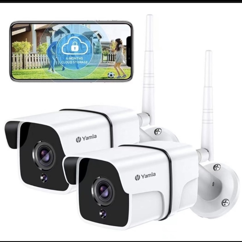 2pcs Security Camera Outdoor, Yamla 1080P WiFi Home Security Surveilla